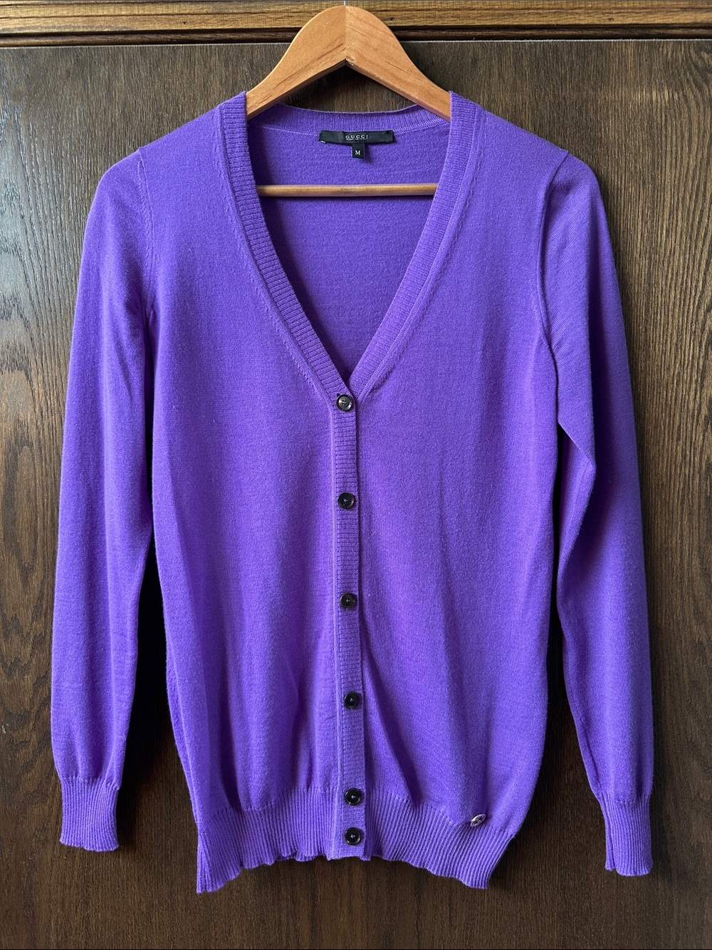 Gucci Purple V-Neck Button Faux Cardigan
